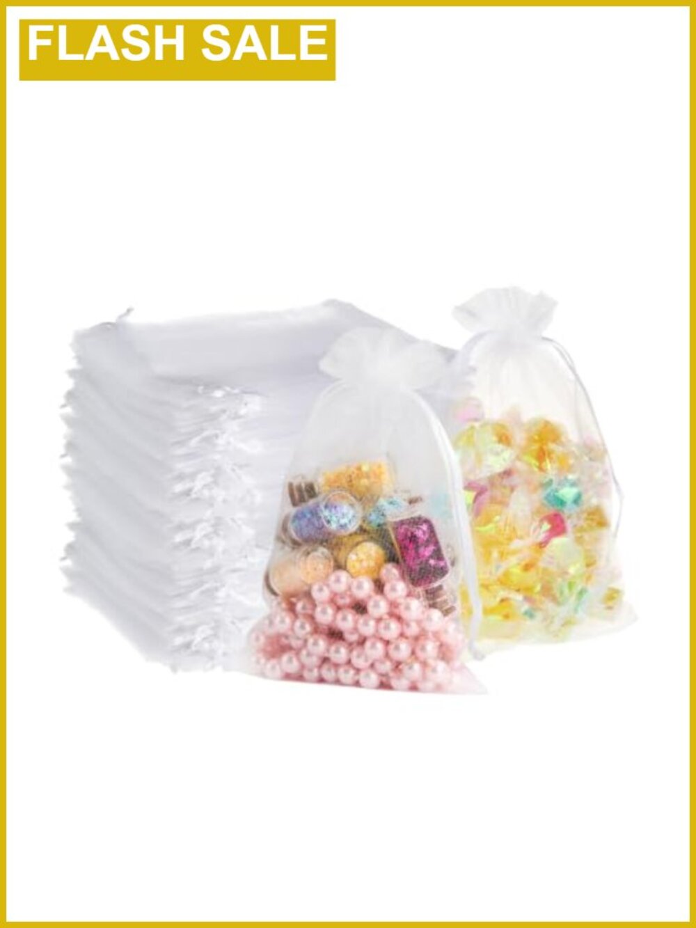 100 Pcs 4x6 Organza Drawstring Bags for Jewelry Gift Wrapping